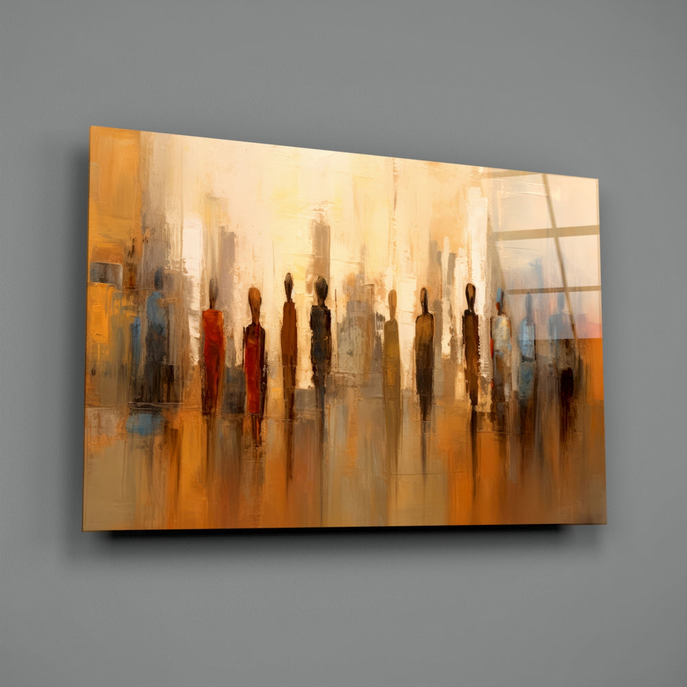 Editorial-figure panel bringing painterly depth to a hotel-style lobby