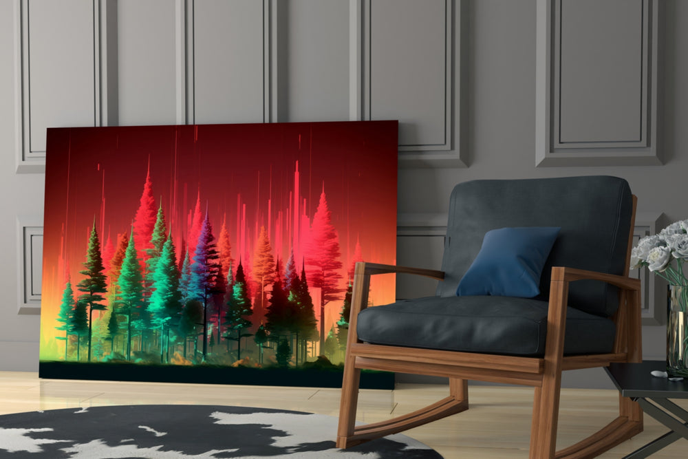Forest of Colors glass print enhancing a den with statement adventure