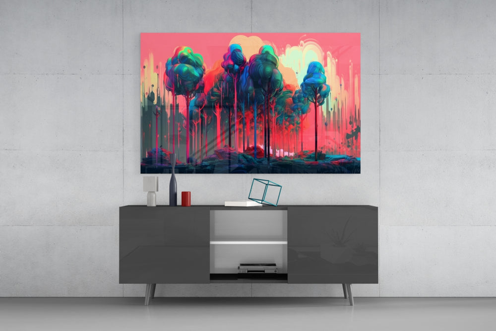 Forest of Colors panel catching lamp light to reveal its painterly depth
