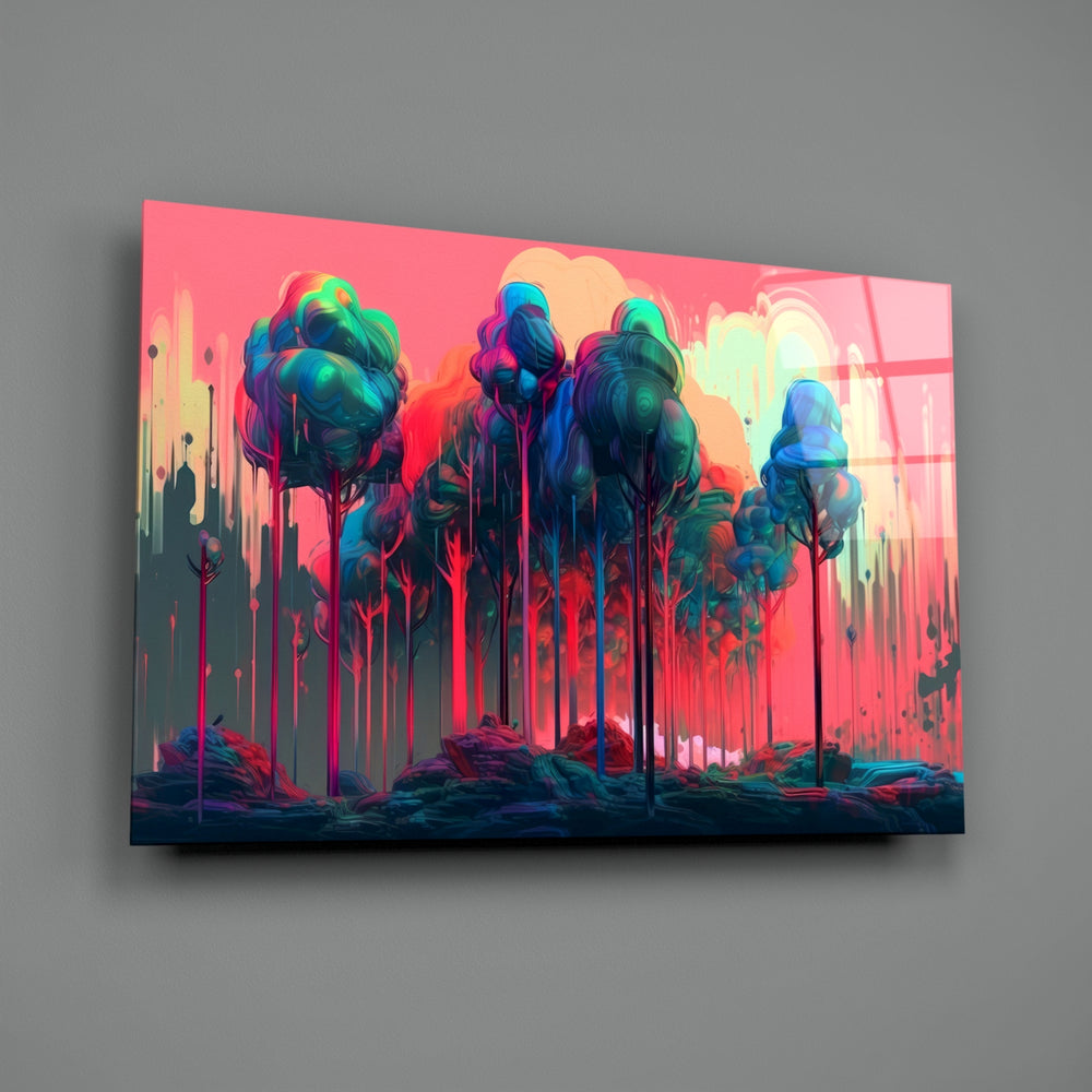 Drip-painted panel bringing painterly depth to a creative office