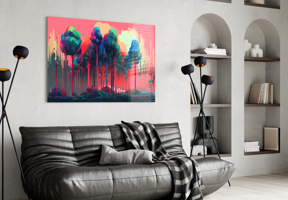 Forest of Colors glass wall art styled above a crib in a children's nursery