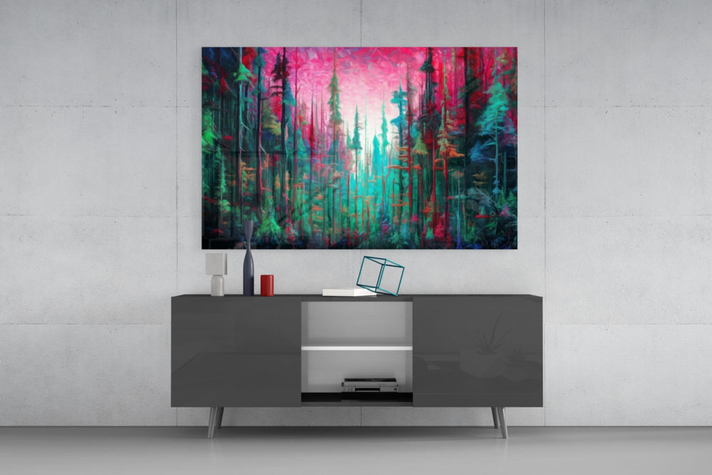 Forest of Colors panel catching lamp light to reveal its cinematic glow