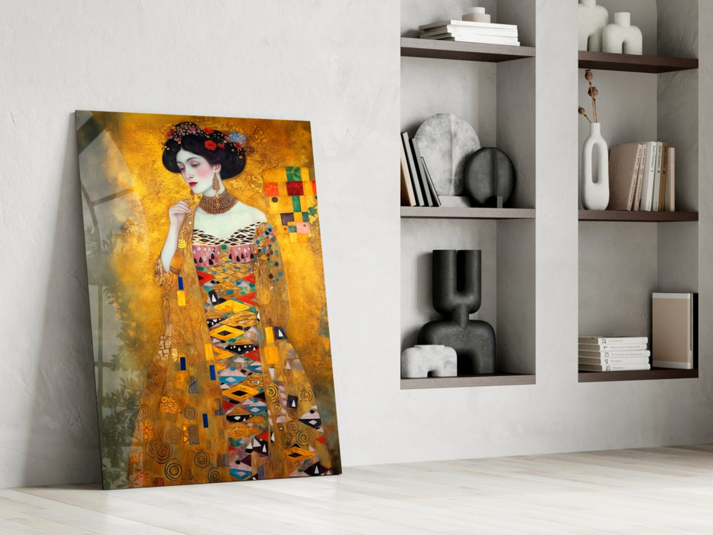 Klimt Style glass print enhancing a den with statement glamour