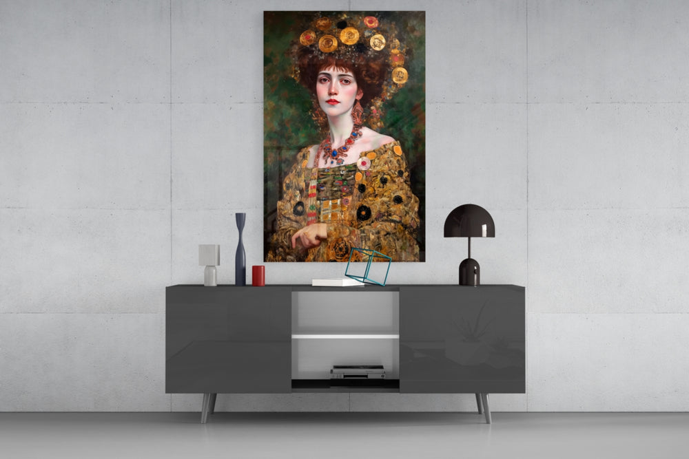 Klimt Style panel catching lamp light to reveal its painterly depth