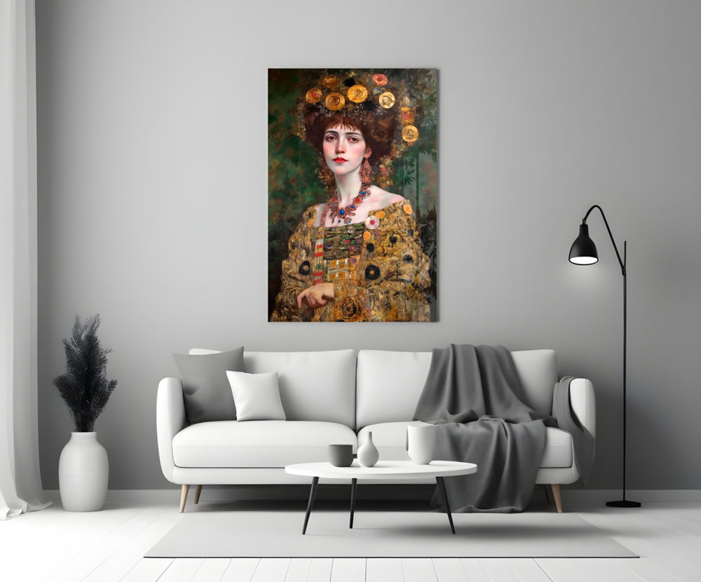 Klimt Style close-up showing rosette crown and mosaic gown