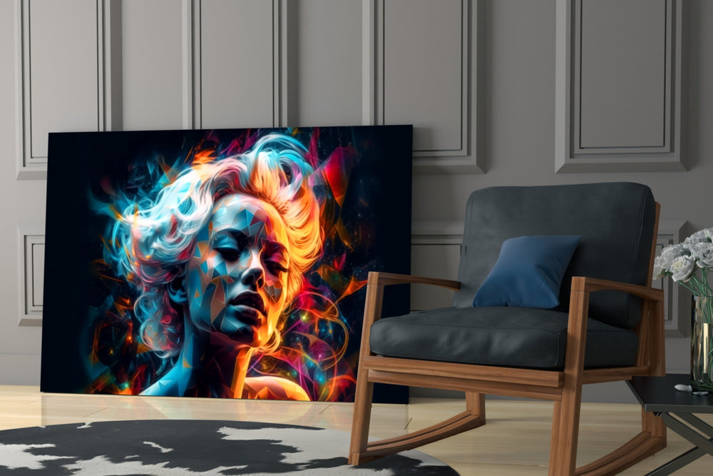 Glance glass print enhancing a media room with statement glamour