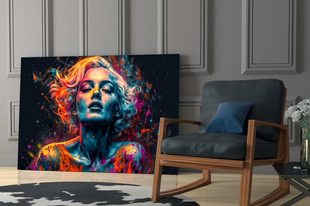 Feelings glass print enhancing a media room with statement glamour