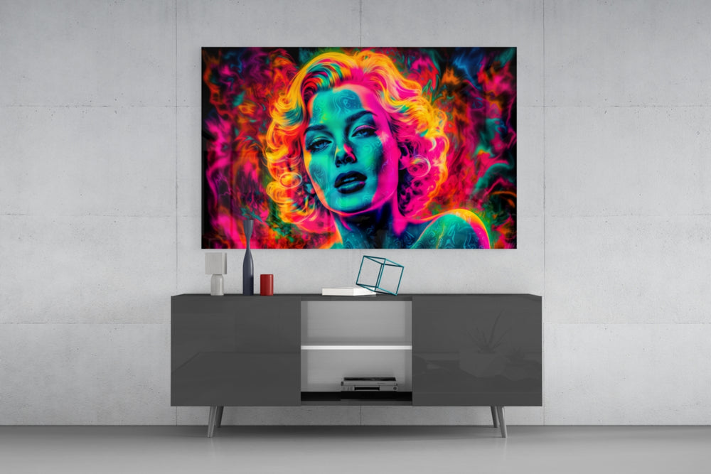 Girl in Fire panel catching lamp light to reveal its cinematic glow