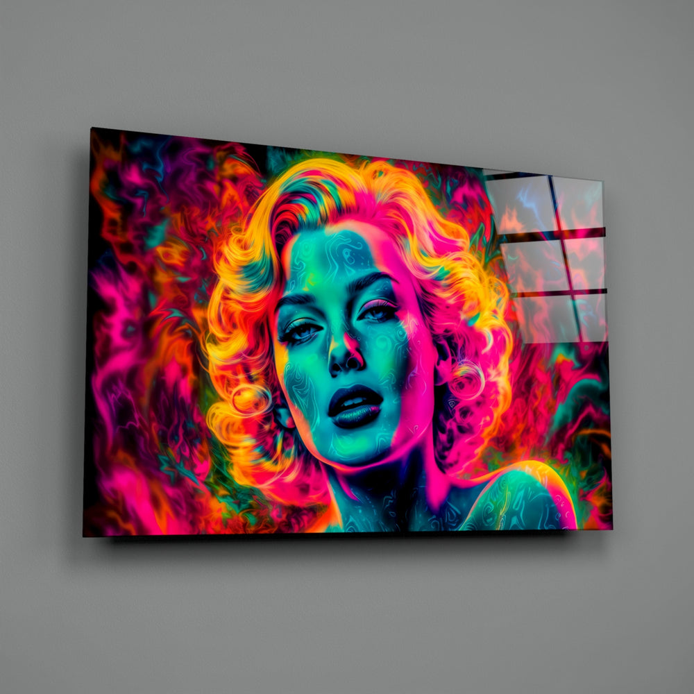 Psychedelic-flame panel bringing cinematic glow to a creative office