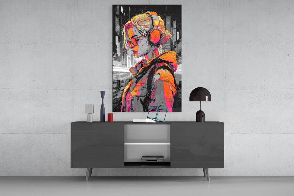 Music Girl panel catching lamp light to reveal its cinematic glow
