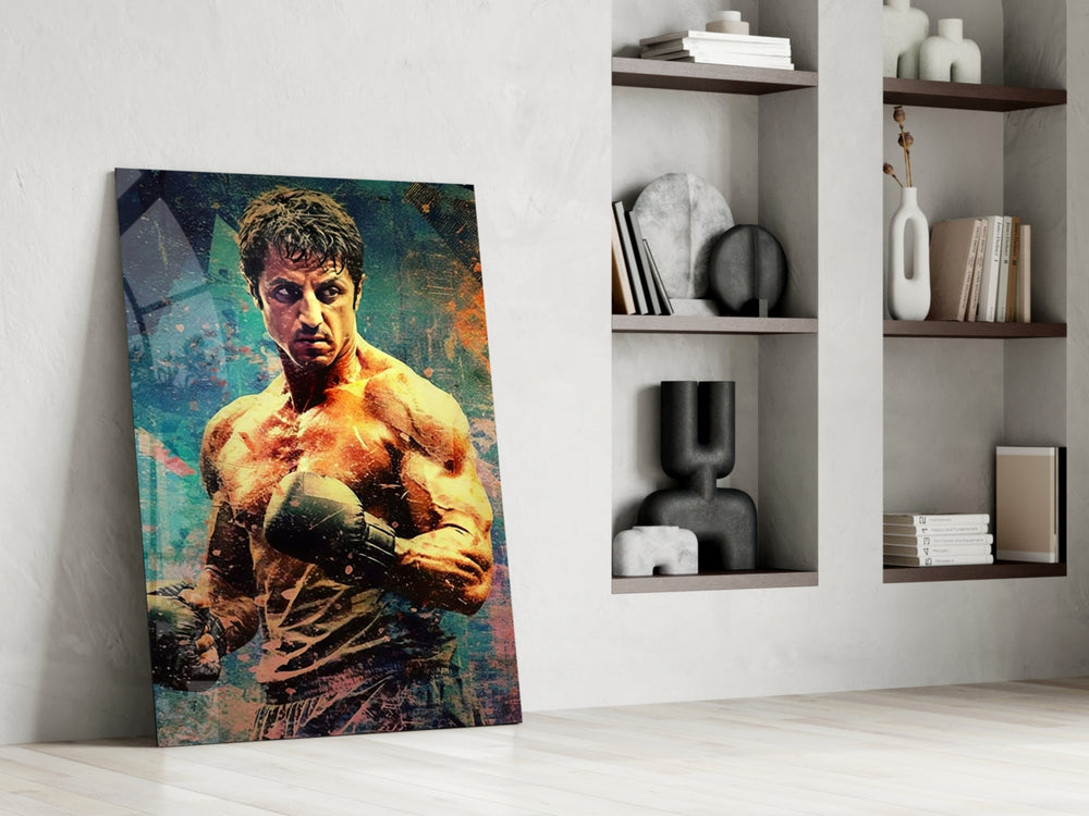 Fighter glass print enhancing a den with statement firepower