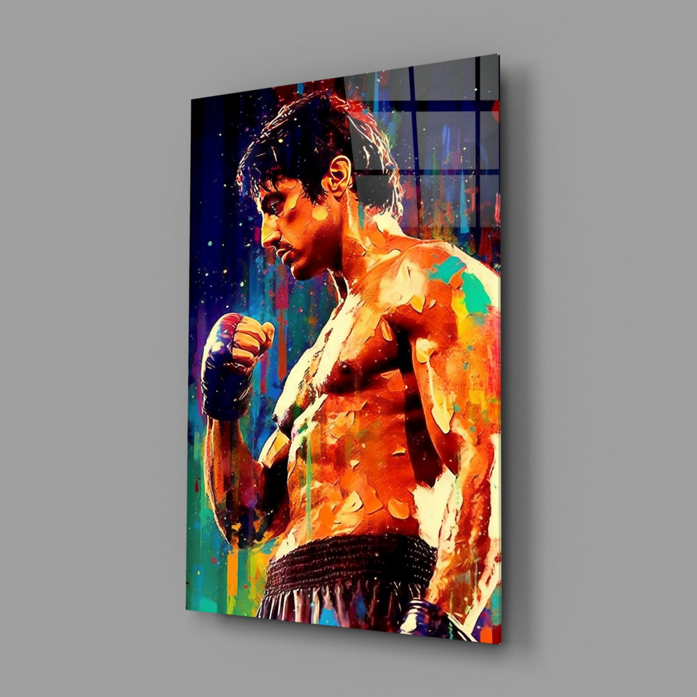 Drip-Rocky panel bringing cinematic glow to a home gym