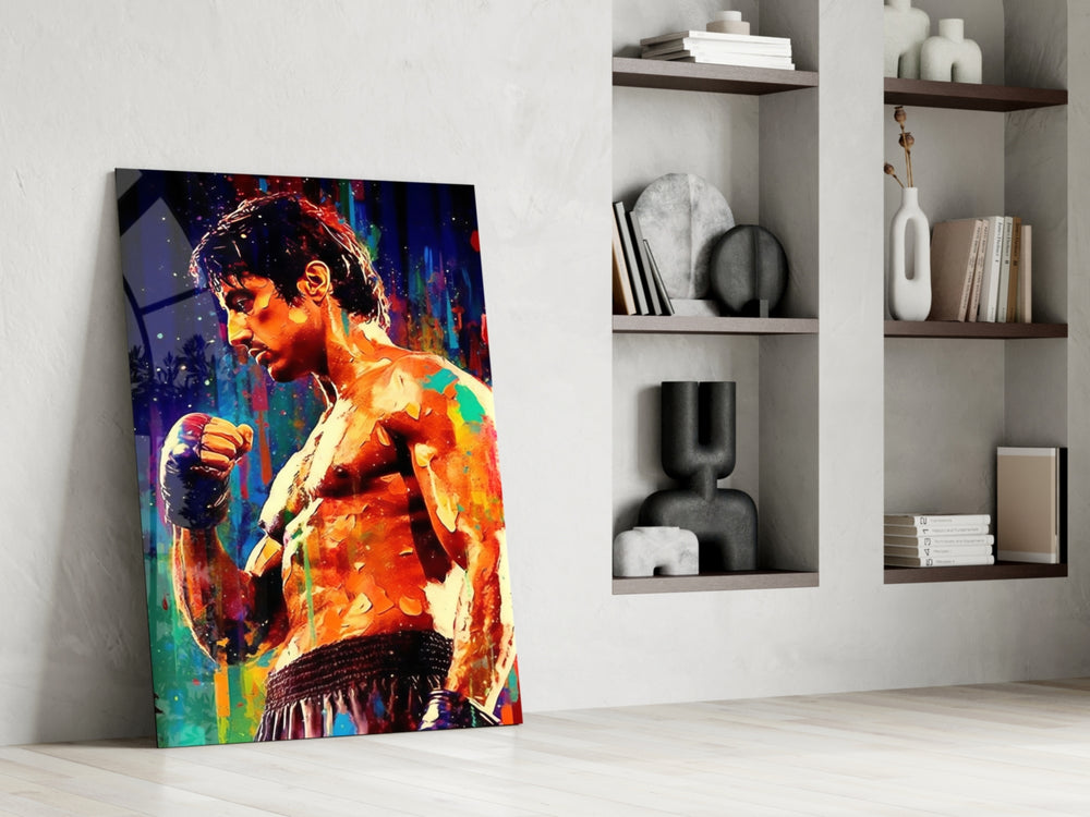 Fighter glass print enhancing a den with statement firepower