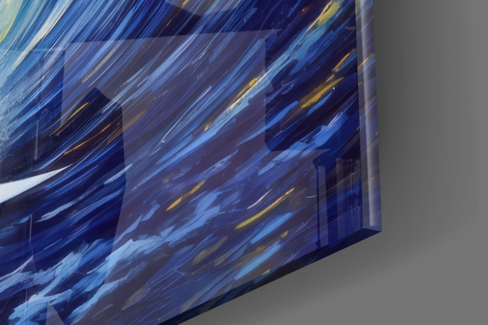 Waves panel catching window light to reveal its cinematic glow