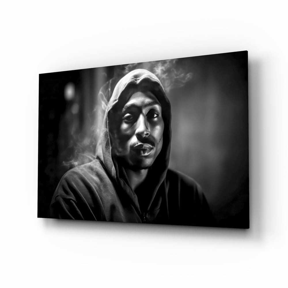 Noir-portrait panel bringing cinematic glow to a man cave
