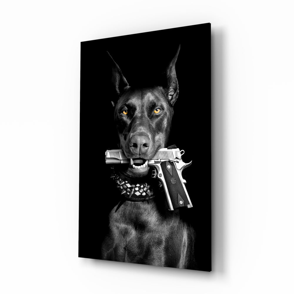 Cinematic-portrait panel bringing noir glow to a media room