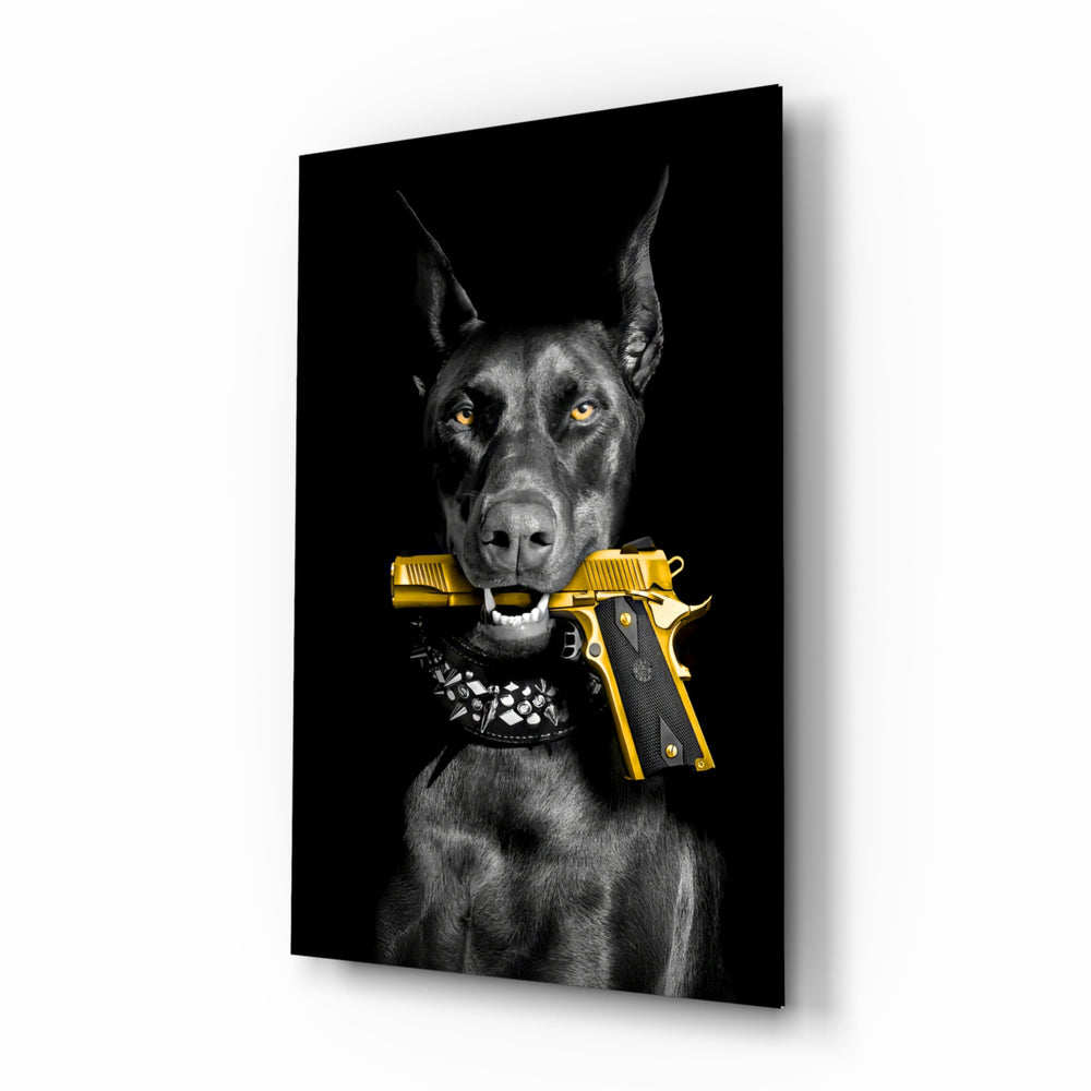 Cinematic-portrait panel bringing noir glow to a media room