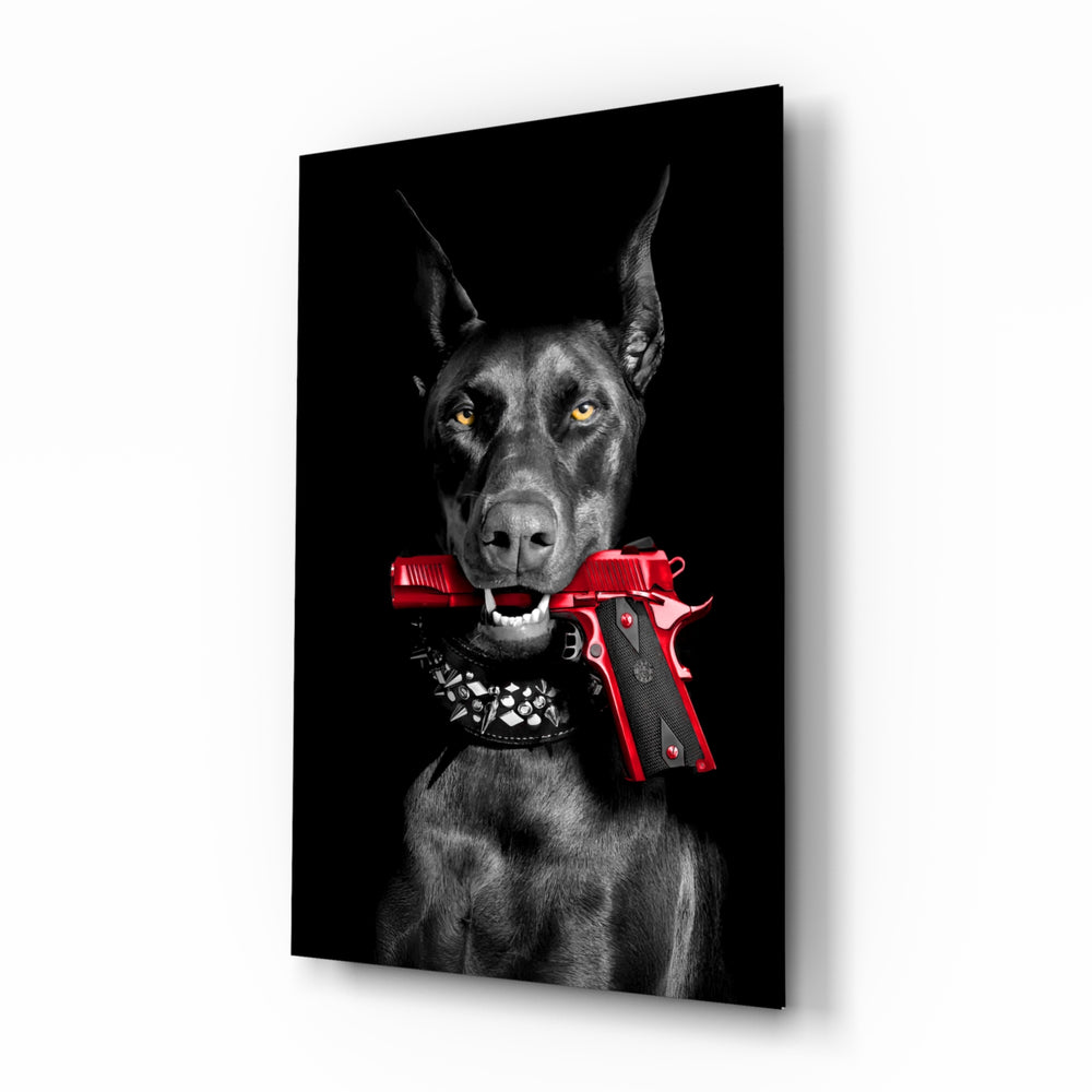 Cinematic-portrait panel bringing noir glow to a media room