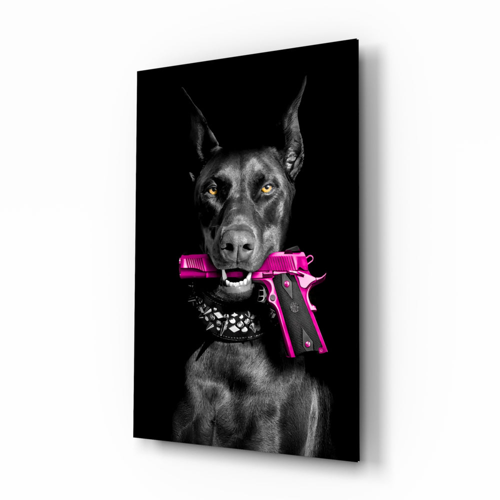 Cinematic-portrait panel bringing noir glow to a media room