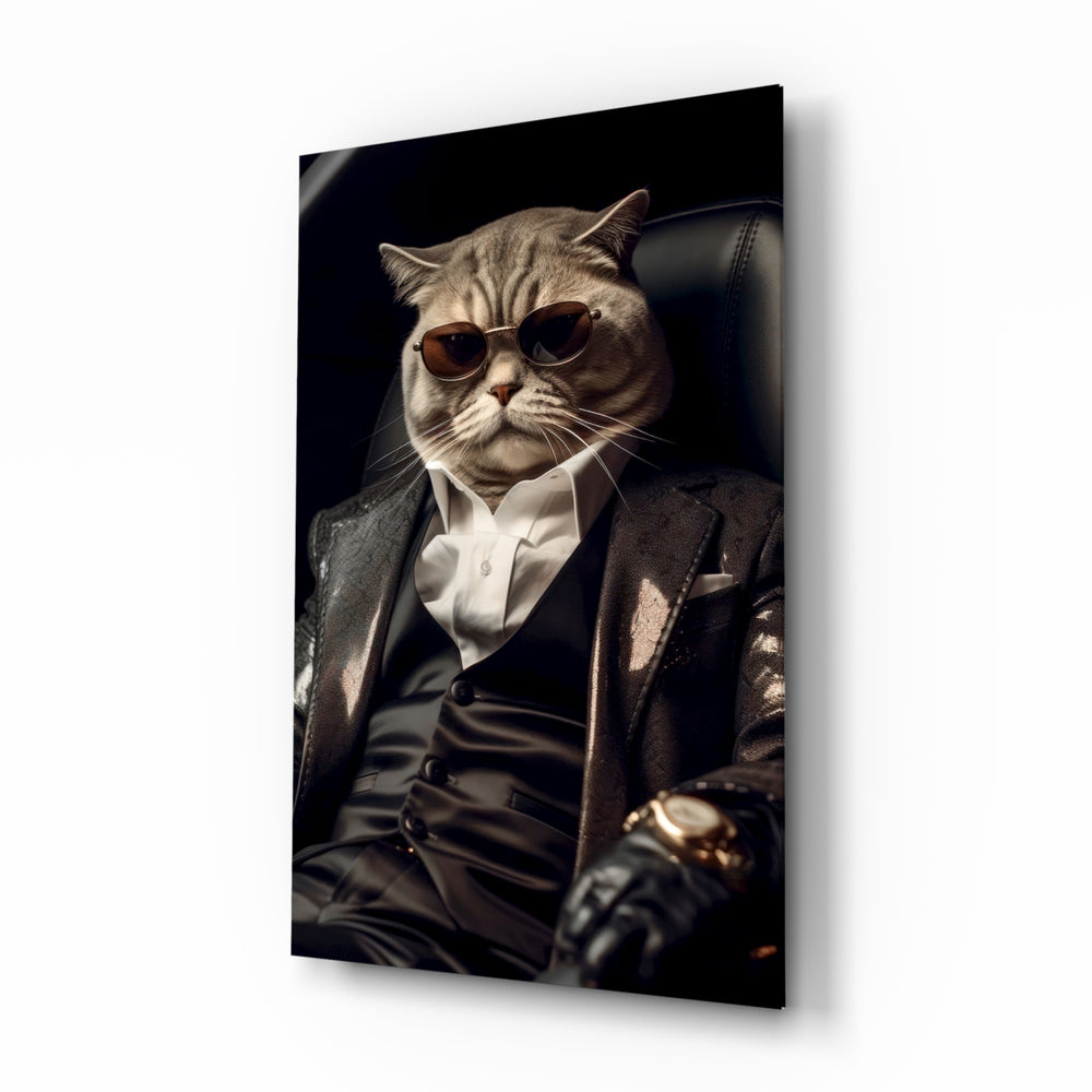 Mafioso-portrait panel bringing dapper glow to a home bar