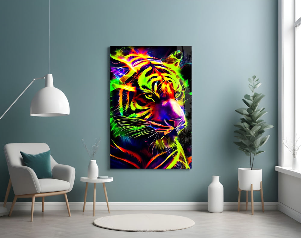 Neon Tiger panel adding psychedelic heat to a hallway