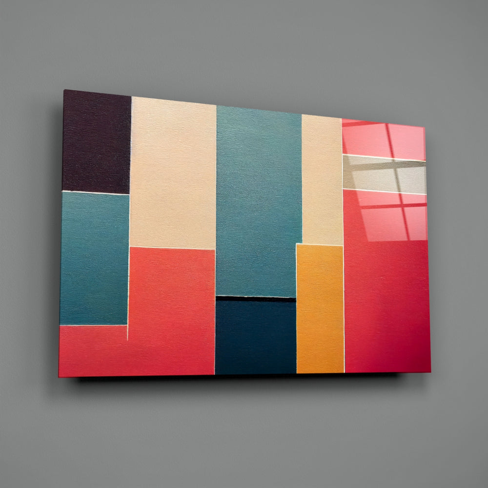 Rectangles close-up showing cream-teal-coral-mustard interlocking shapes