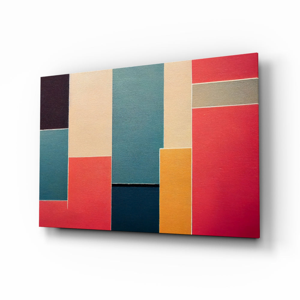 Modernist panel bringing color-block glow to a designer studio