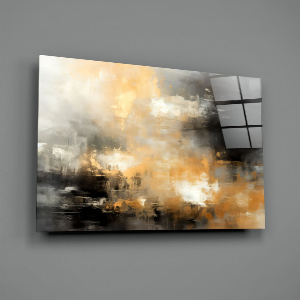 Abstract close-up showing amber sun breaking through charcoal cloud