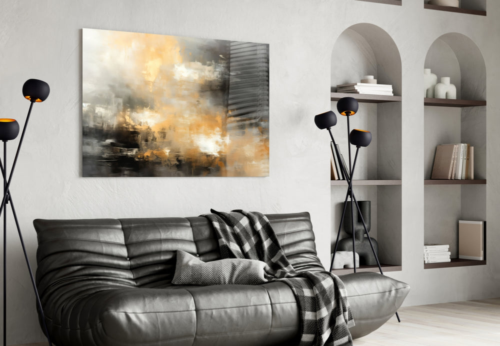 Abstract panel adding editorial flair to a hallway
