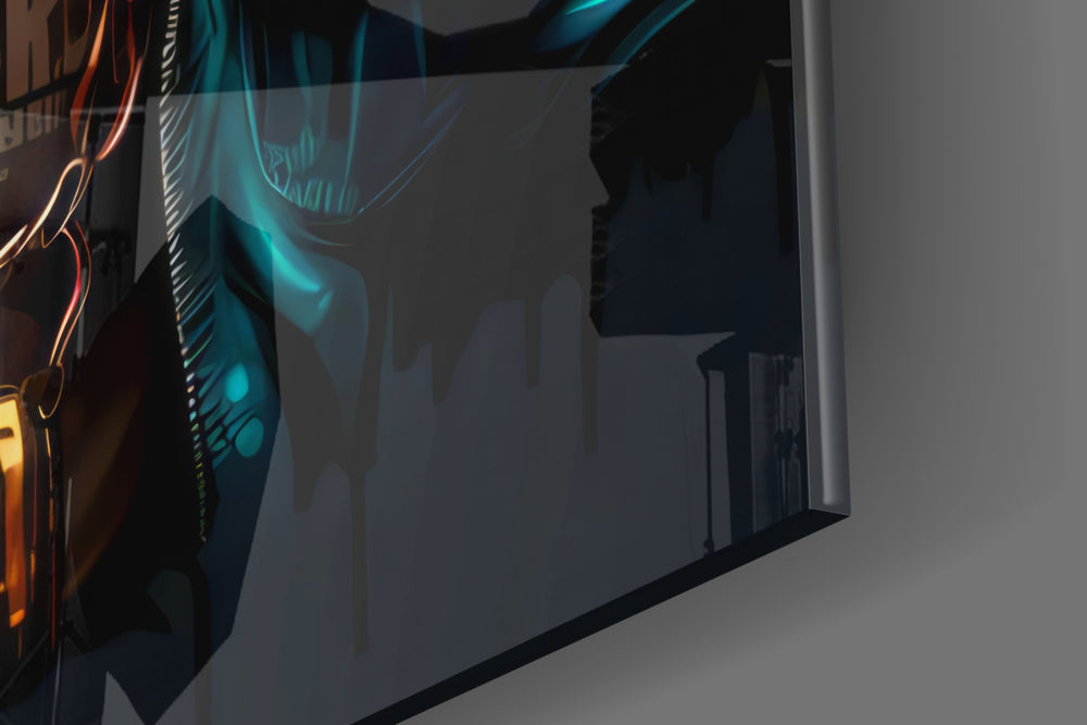 Feel the Music panel catching lamp light to reveal its cinematic glow