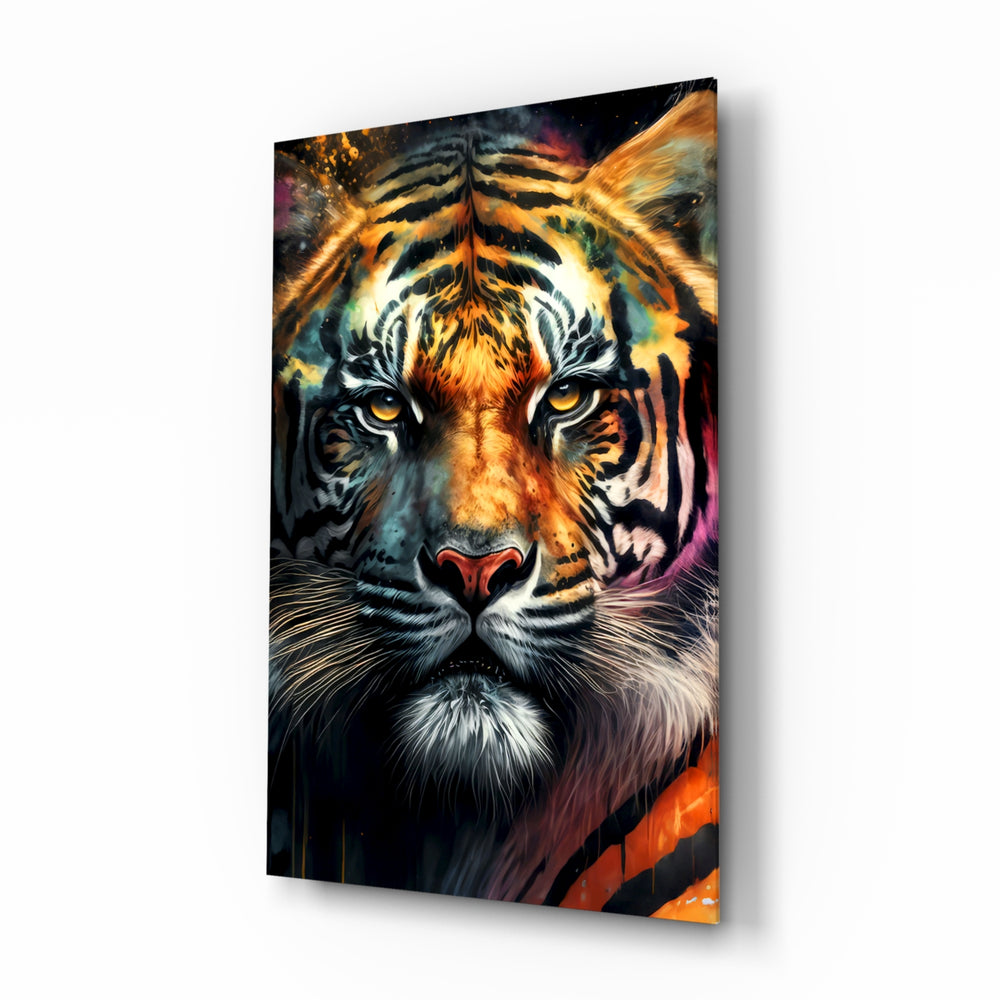 Painterly-portrait panel bringing wildlife glow to a man cave