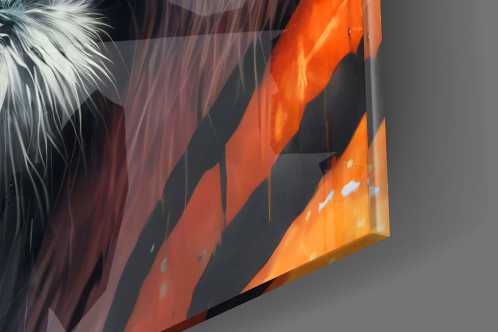 Face of the Tiger panel catching lamp light to reveal its cinematic glow