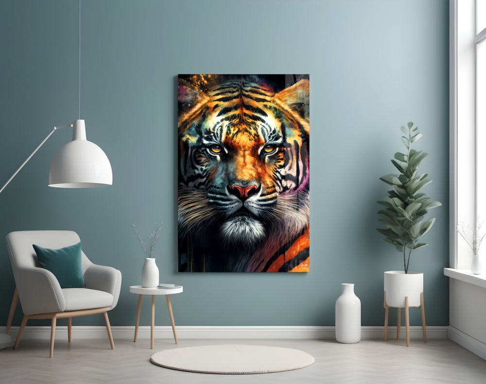 Face of the Tiger panel adding editorial drama to a hallway