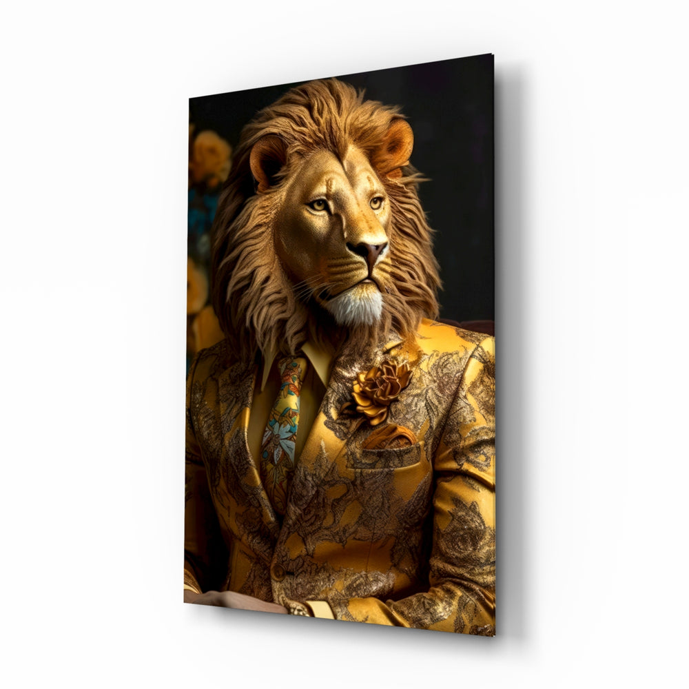 Regal-portrait panel bringing baroque glow to a library