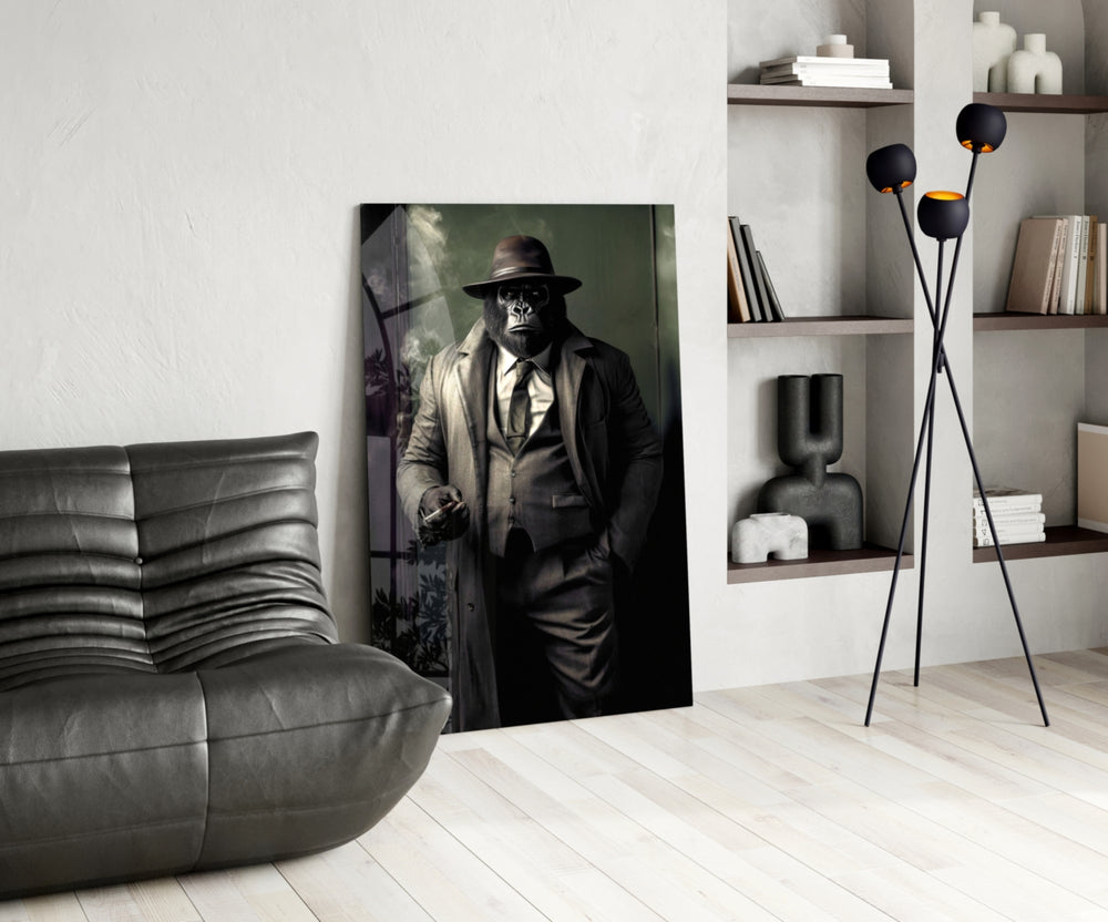 Mr Inspector glass print enhancing a den with quirky firepower