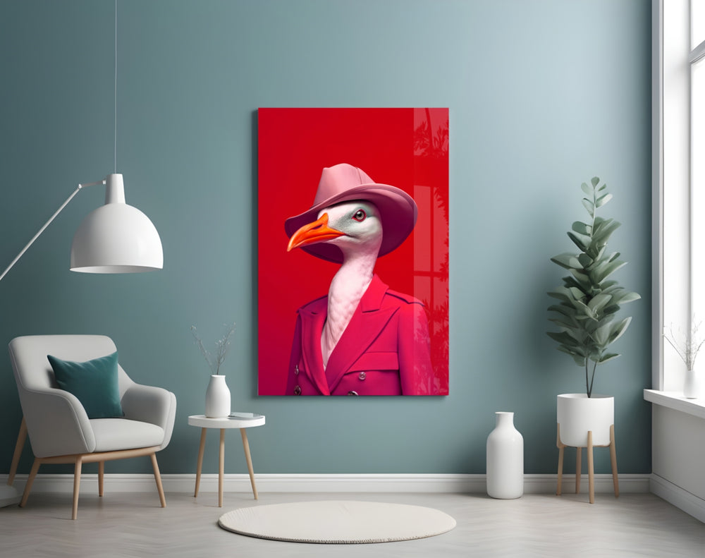 Bird Vogue panel adding editorial flair to a hallway