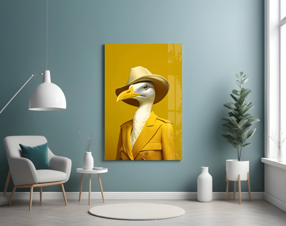 Bird Vogue panel adding editorial flair to a hallway