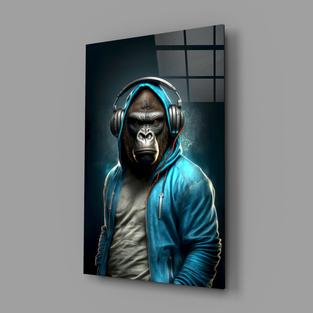 Animal Vogue close-up showing cyan hoodie and silver headphones