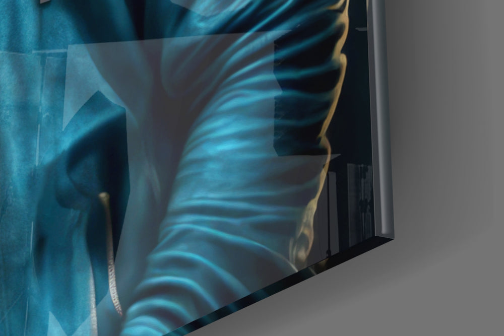 Animal Vogue panel catching lamp light to reveal its cinematic glow