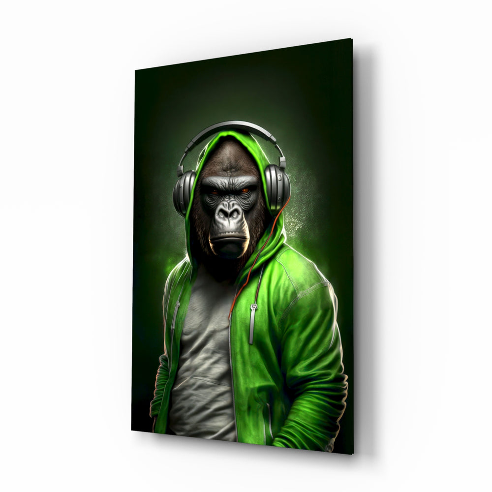 Streetwear-portrait panel bringing lime glow to a teen den