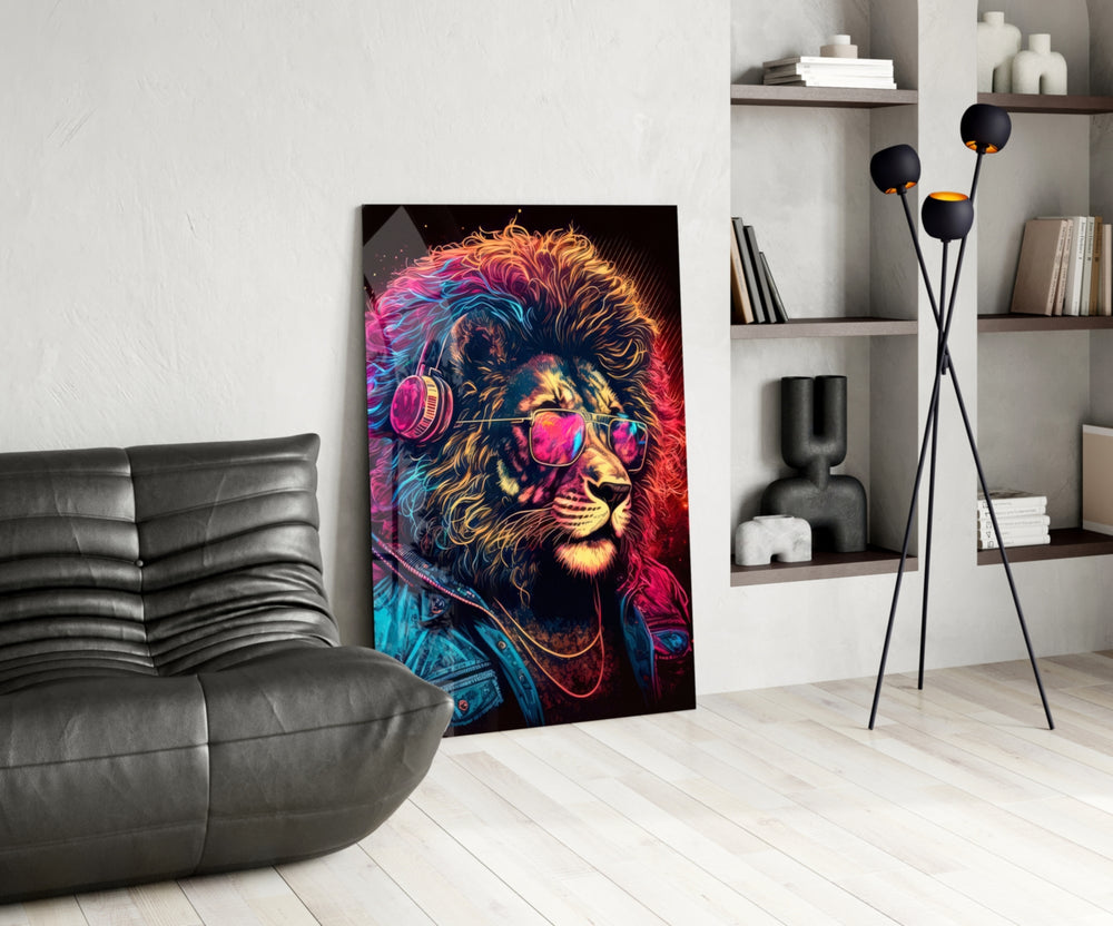 Charismatic glass print enhancing a den with pop-graffiti firepower