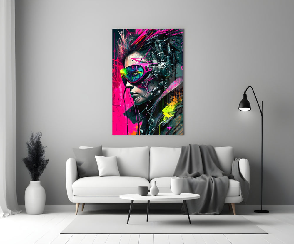 City Music glass wall art styled above a sideboard in a music room