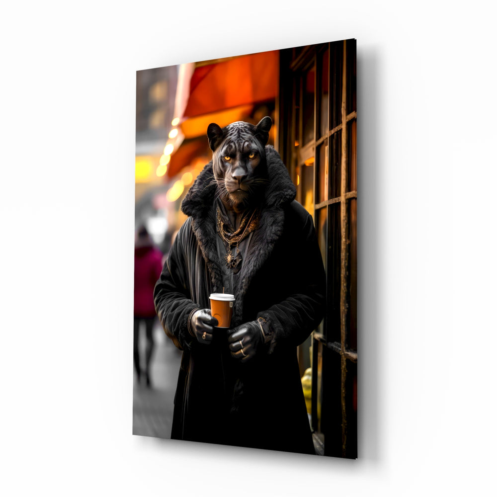 Urban-portrait panel bringing moody glow to a man cave