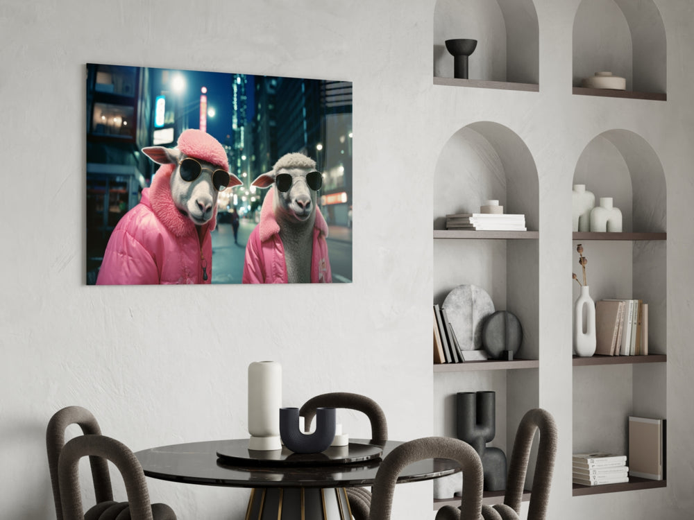 City Music glass print enhancing a foyer with quirky firepower