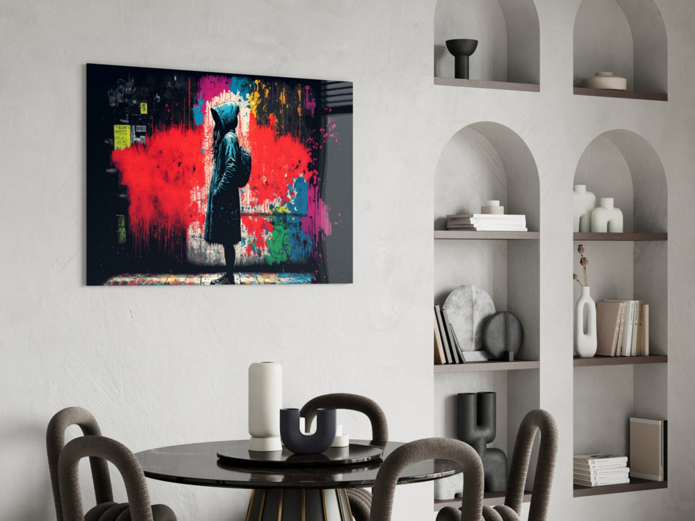 City Music glass print enhancing a den with statement firepower