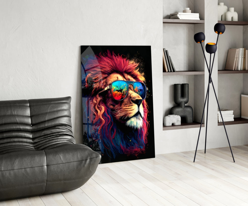 Charismatic glass print enhancing a den with pop-graffiti firepower