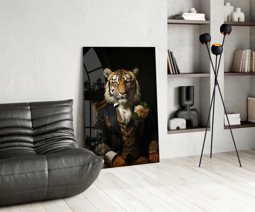 Gentleman glass print enhancing a den with quirky firepower