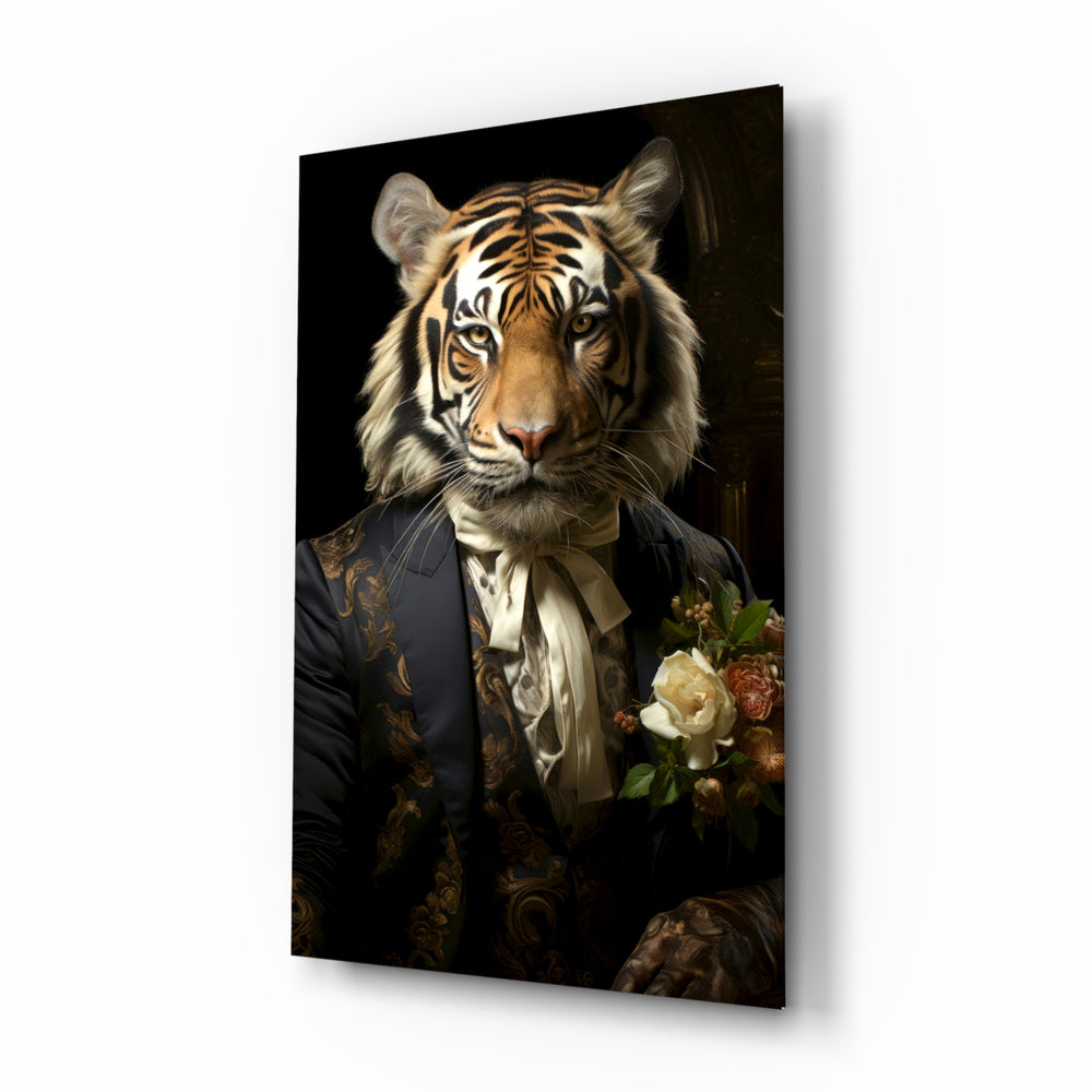 Vintage-portrait panel bringing dapper glow to a study