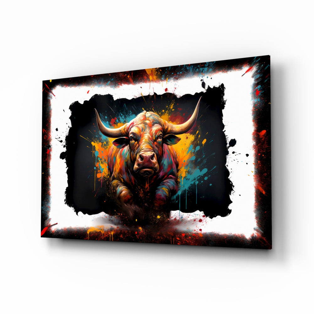 Pop-graffiti panel bringing electric glow to a loft