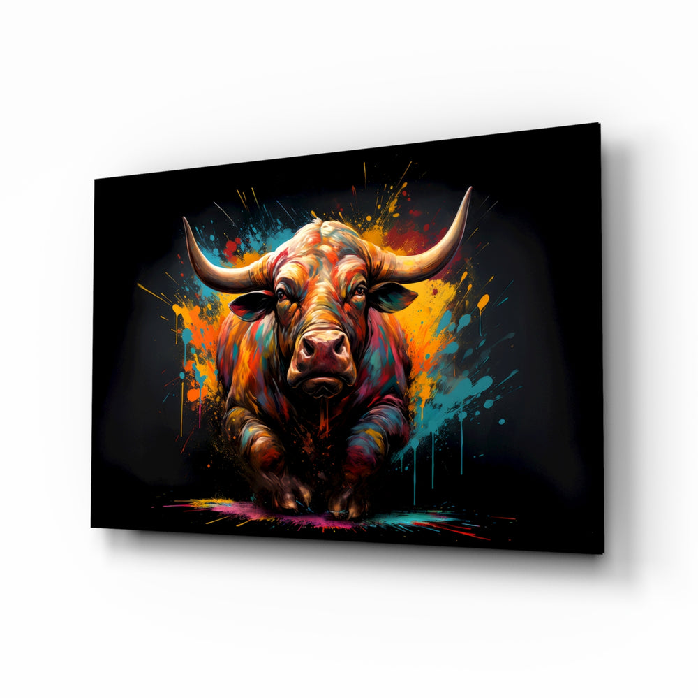 Pop-graffiti panel bringing electric glow to a loft